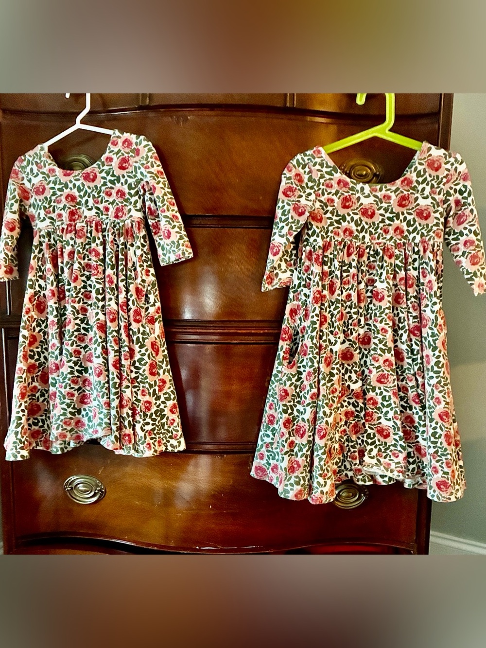 Remie Girl Rose Floral Twirl Long-Sleeve Dresses Set